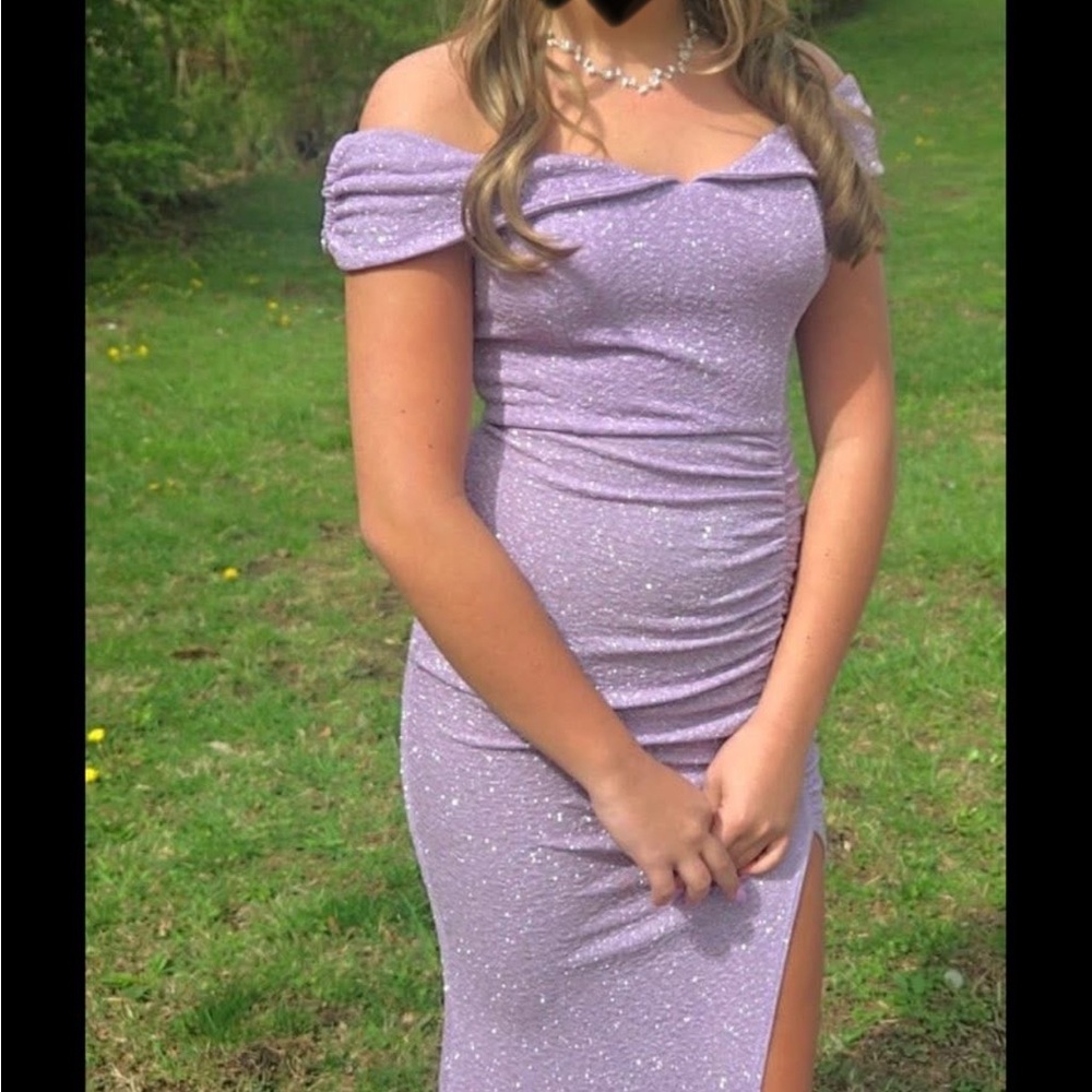 Elegant Purple Off-Shoulder Dress